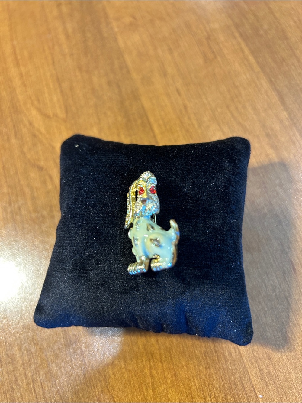 Gold-Tone Enamel Puppy Brooch Pin